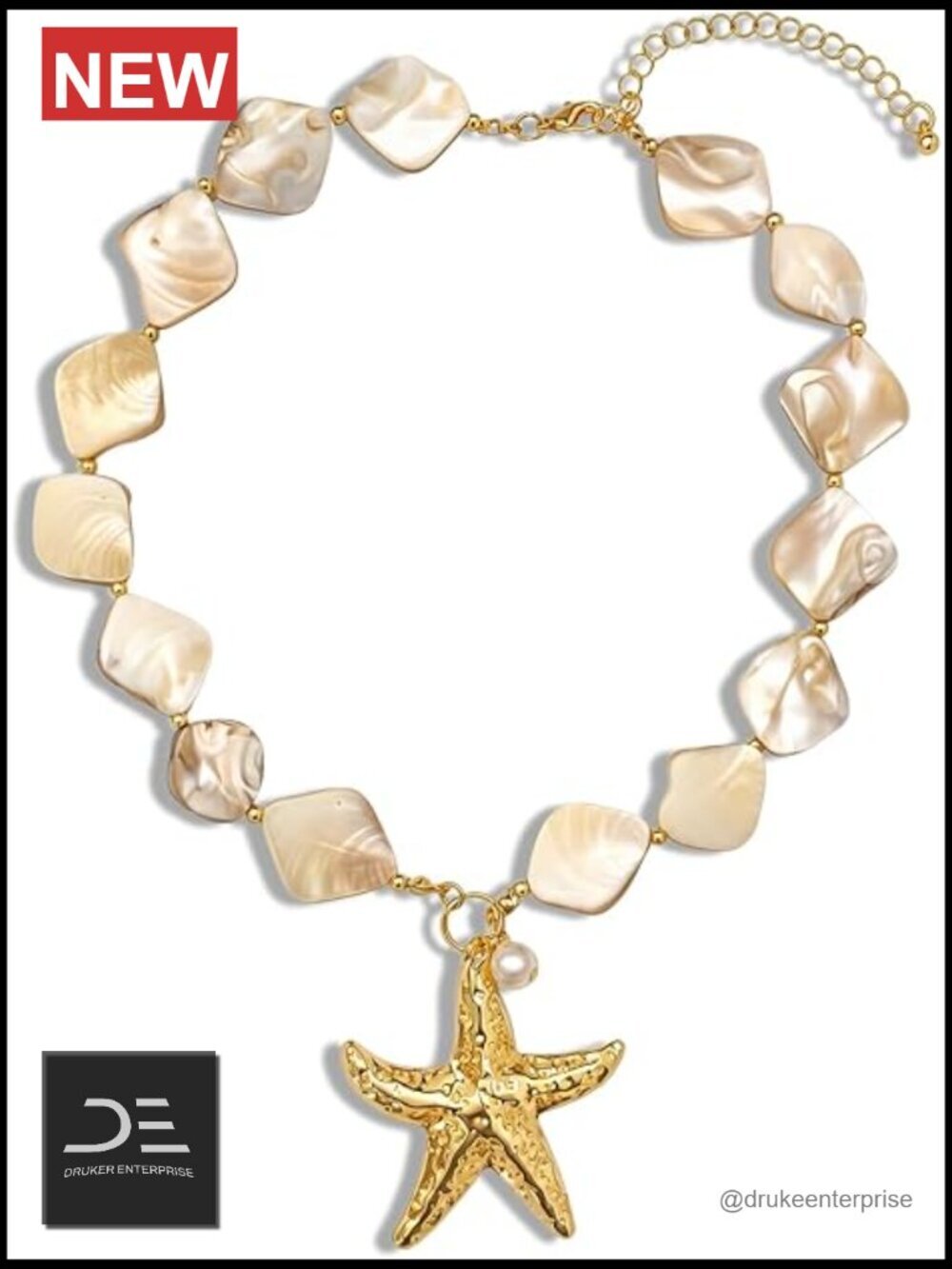 Baroque Pearl Choker Necklace with Heart Starfish Pendant
